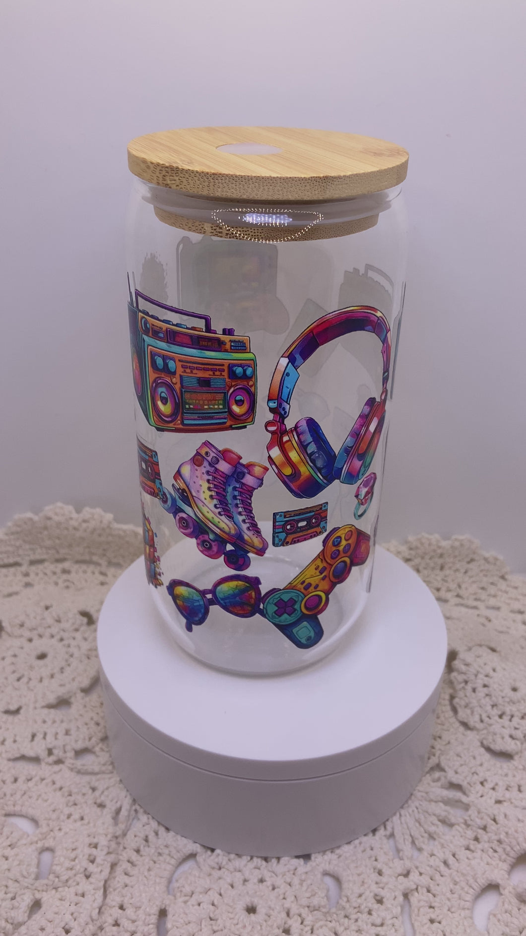 80s Baby 16oz Glass Can Cup