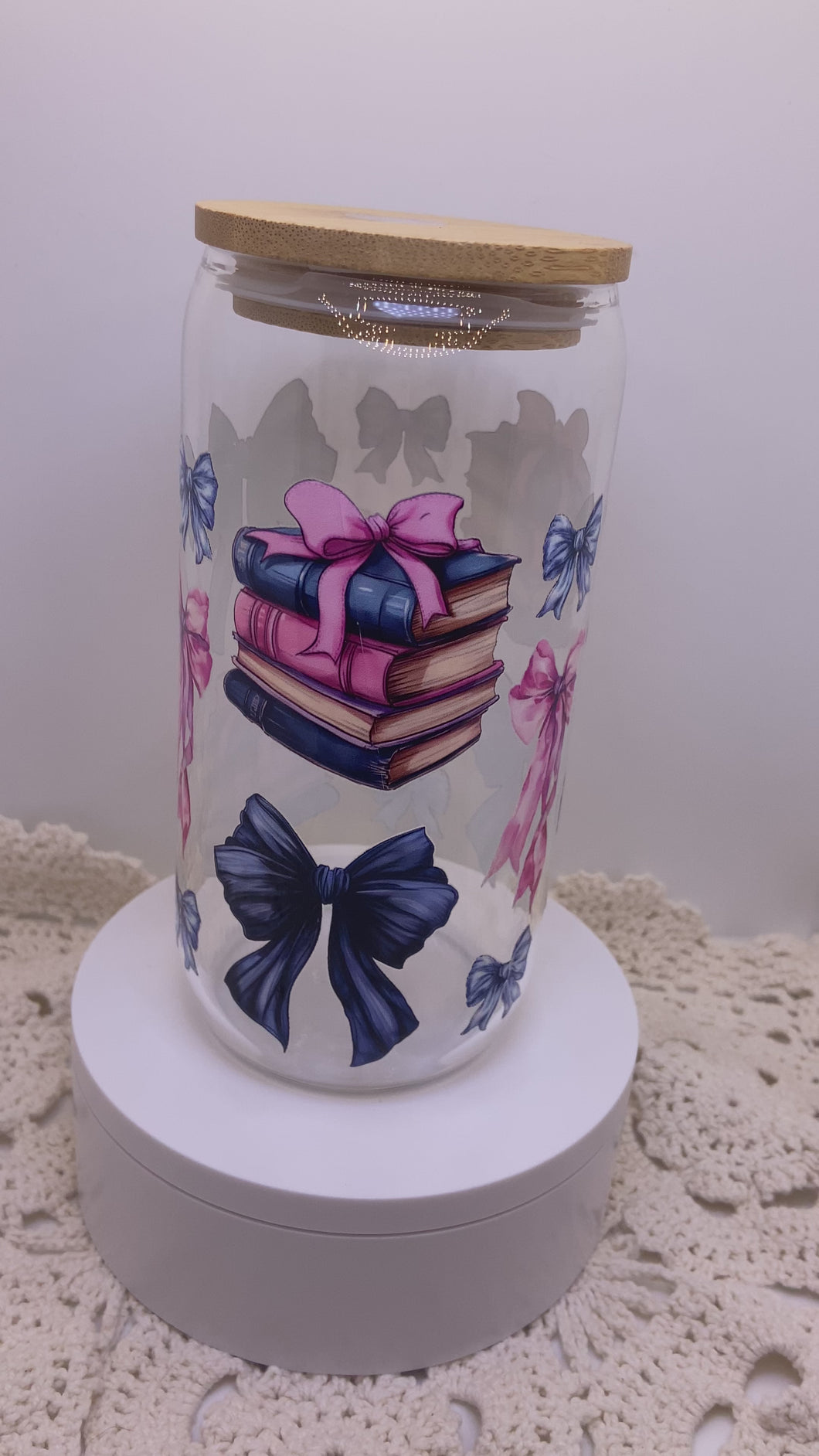 Book Girly 16oz Glass Cup